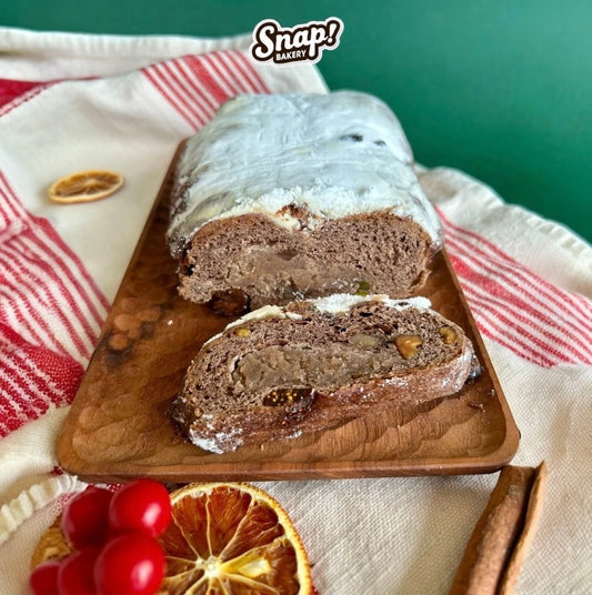Fig Chestnut Pistachio Chocolate Stollen