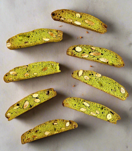 Almond Uji Matcha Biscotti