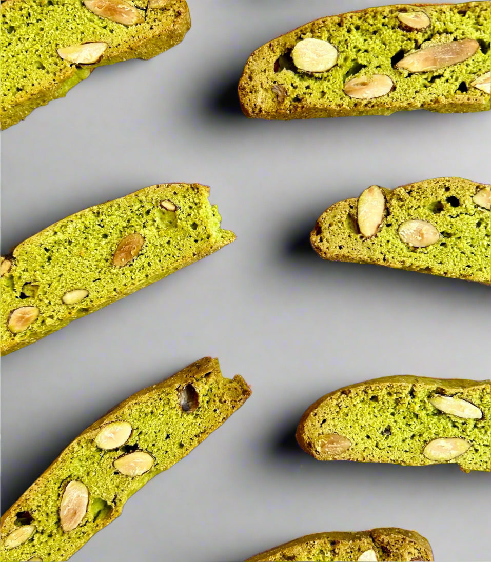 Almond Uji Matcha Biscotti