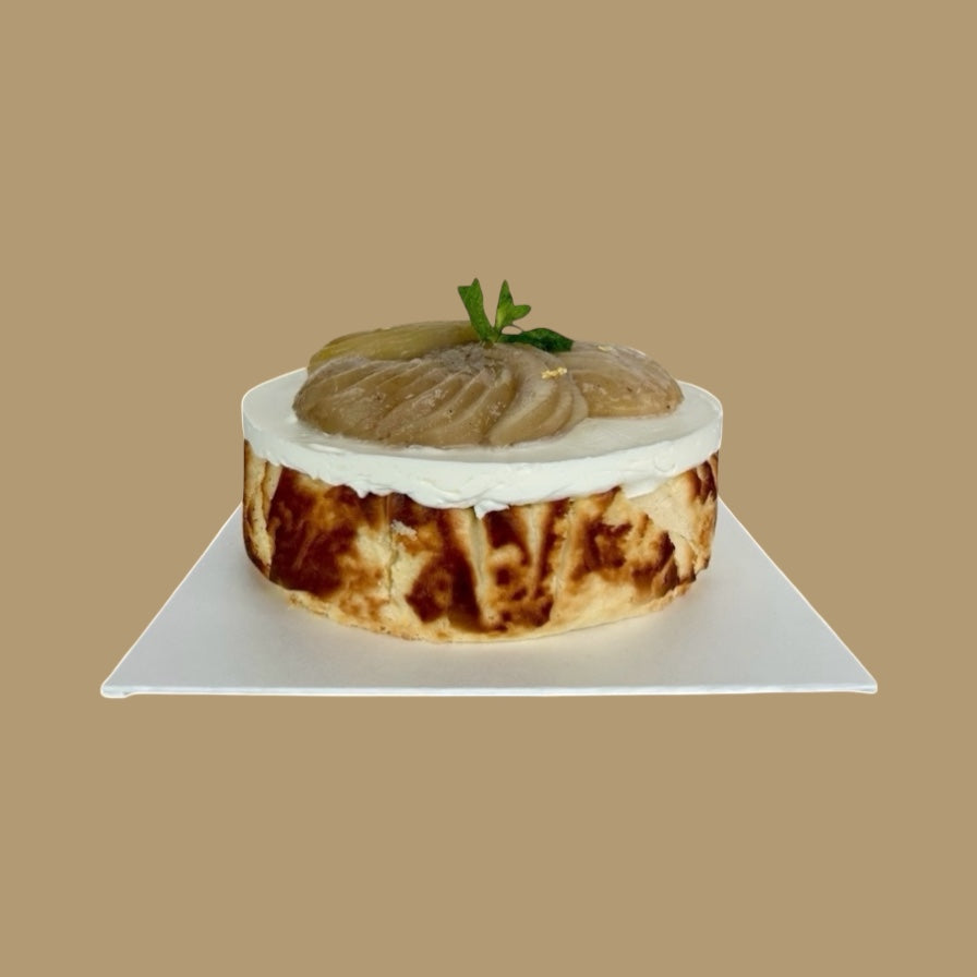 Poached Pear Basque Burnt Cheesecake