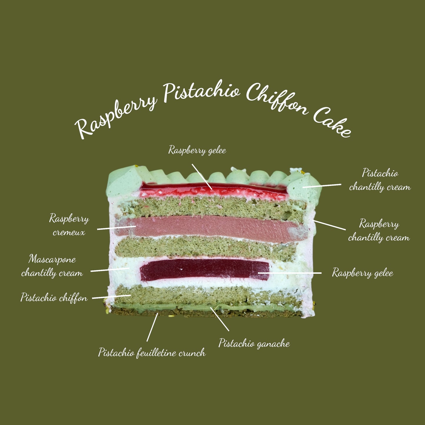 Raspberry Pistachio Chiffon Cake