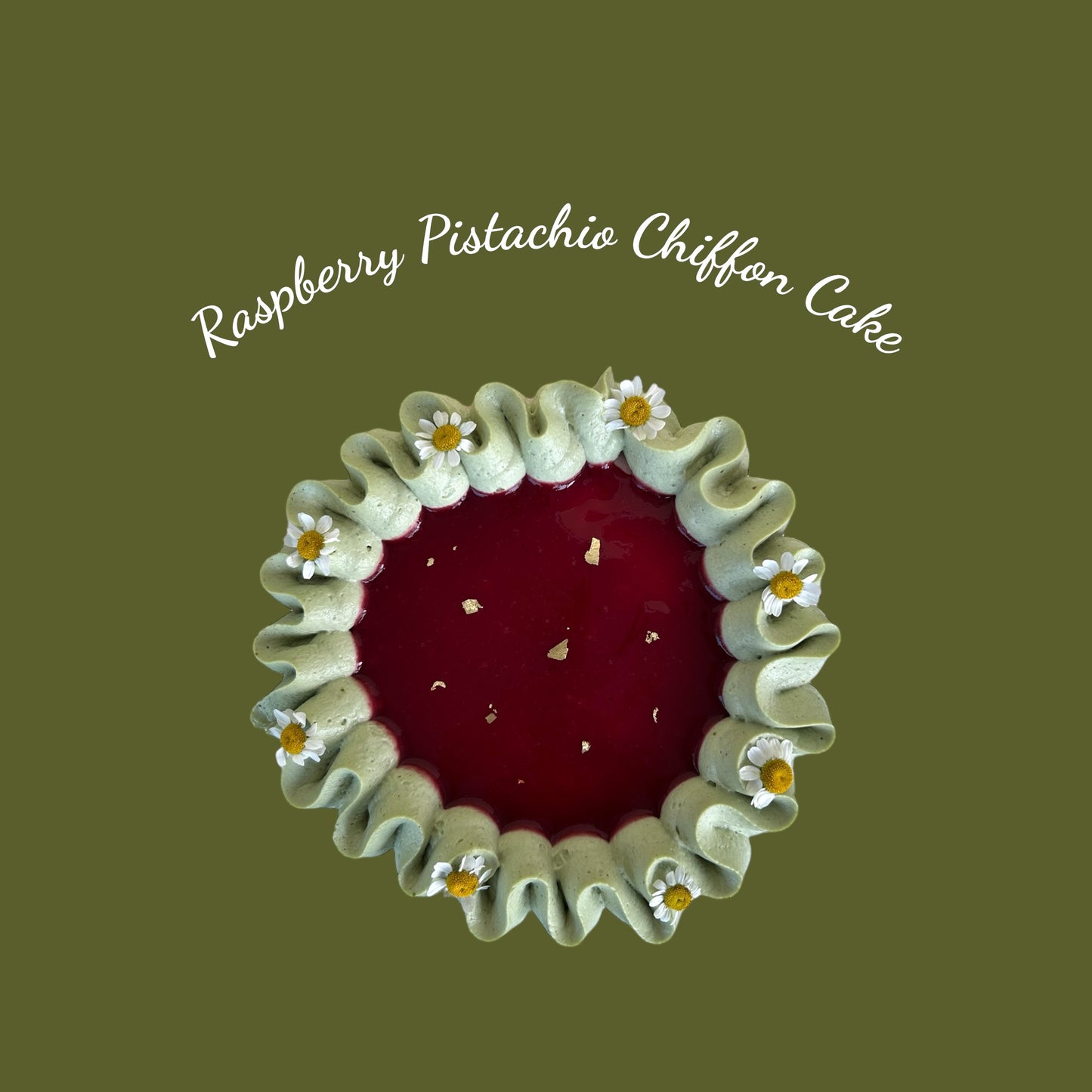 Raspberry Pistachio Chiffon Cake